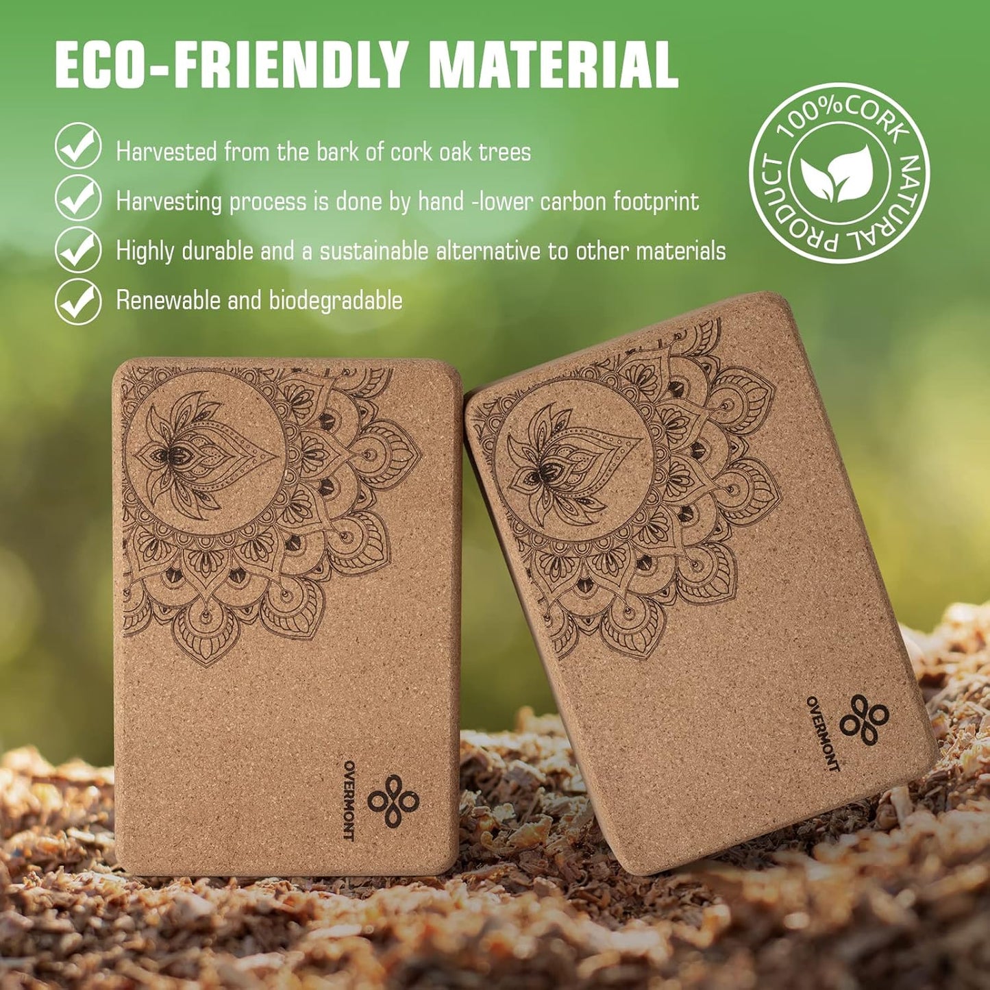 2 Cork Yoga Blocks +Yoga Strap