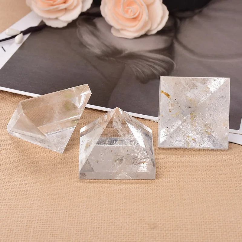 Natural Crystal Clear Quartz Pyramid