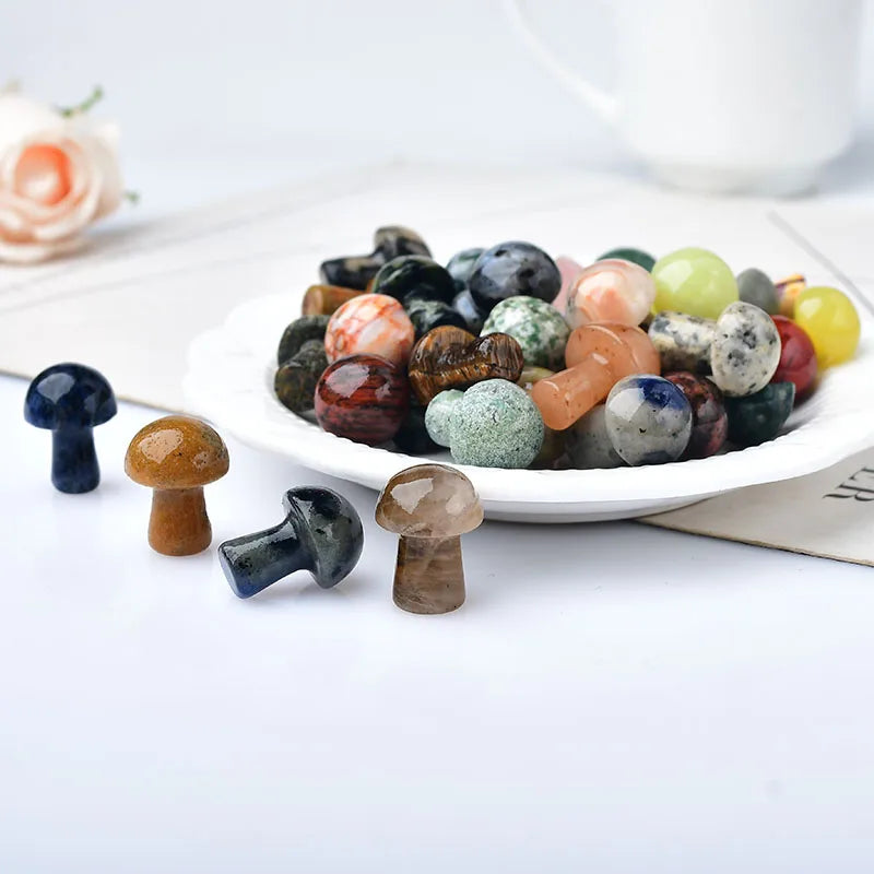 Natural Crystal Mini Mushrooms - 10 Pieces