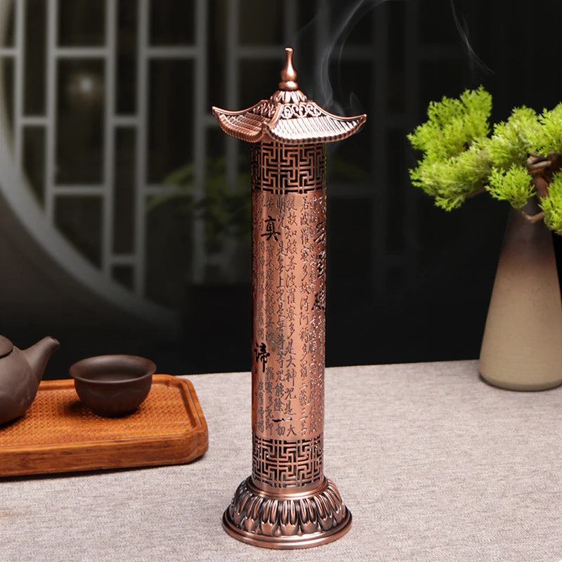 Heart Sutra Dome Vertical Copper Incense Burner