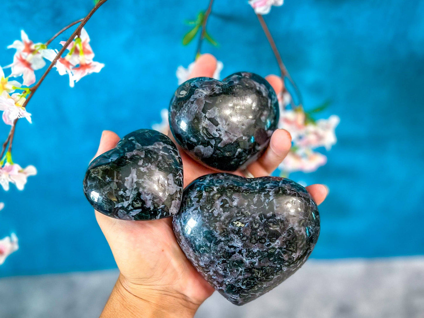 Ethically Sourced INDIGO GABBRO crystal heart: 300-349 grams