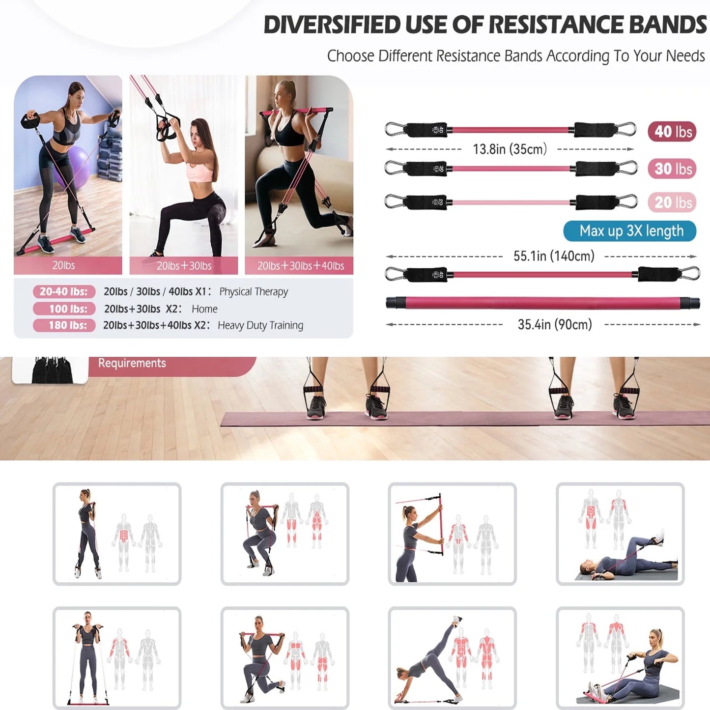 Pilates Bar Kit with Resistance Bands
