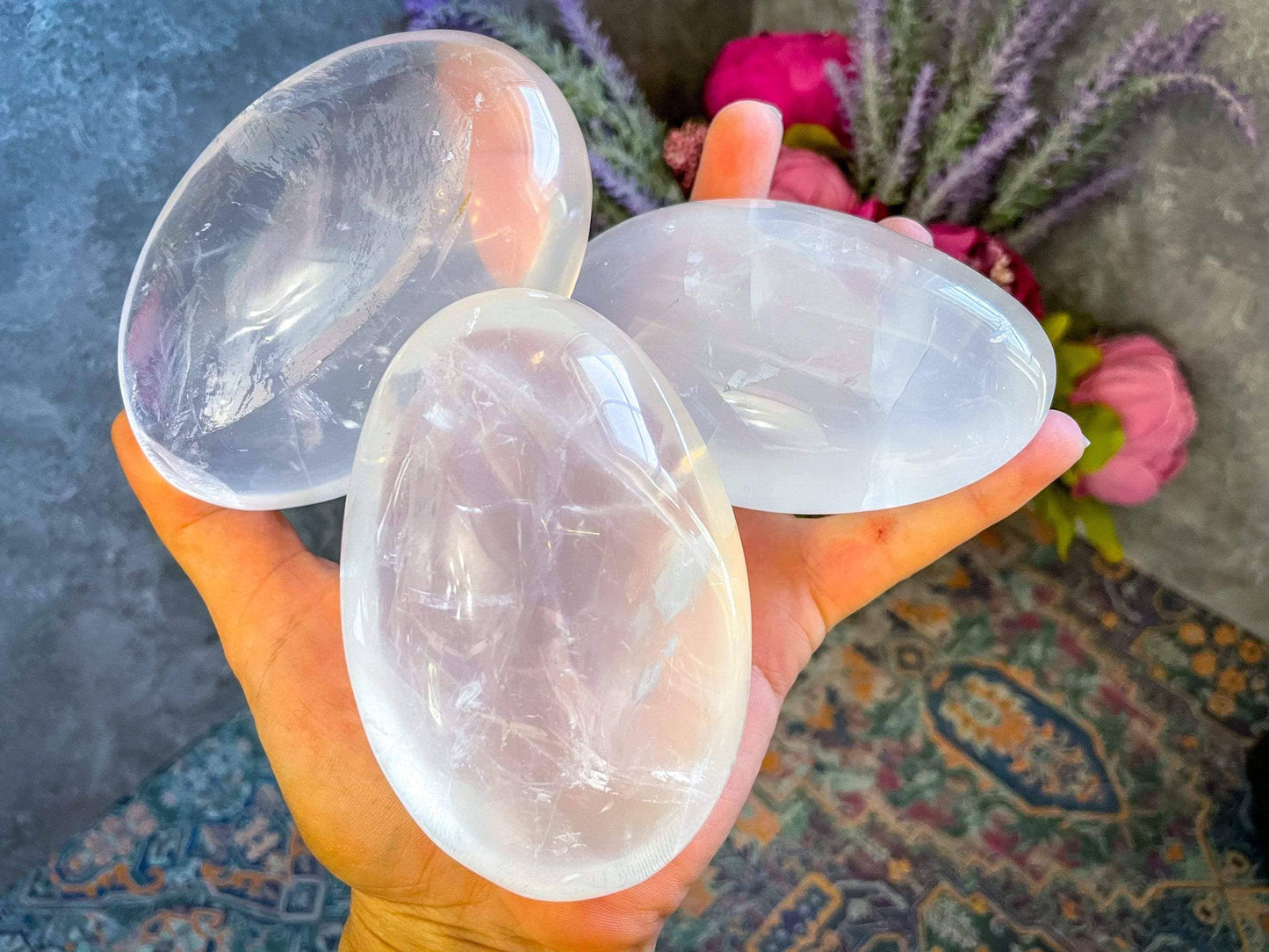 MOON QUARTZ Quartz palmstone, Girasol Quartz: 70-99g