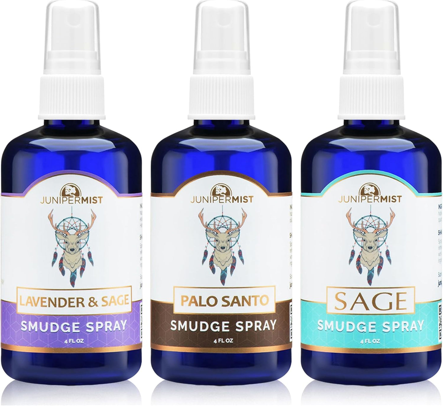 Palo Santo and Sage Smudge Spray (4 Fl Oz) - for Cleansing Negative Energy - Sage Spray Alternative to Smudge Sticks - Sustainably Made in USA with Pure Essential Oils and Real Crystals