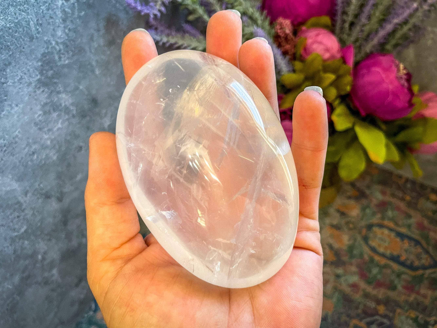 MOON QUARTZ Quartz palmstone, Girasol Quartz: 70-99g