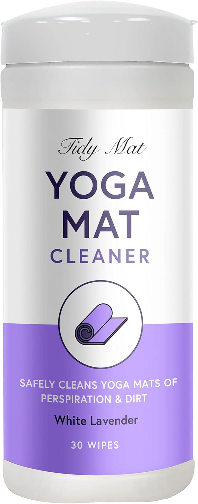 Tidy Mat Yoga Cleaner Wipes – White Lavender Scent, 30 Count