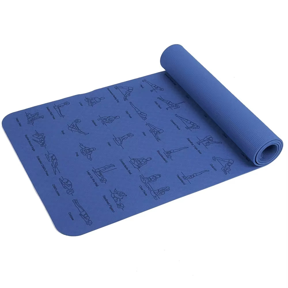 TPE Yoga Mat 183Cm*61Cm Anti-Skid Sports Fitness Mat for Exercise Yoga and Pilates Gymnastics Mat Fitness Equipment