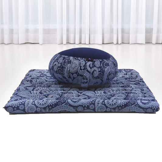 Meditation Cushion Set – 1 round Zafu Meditation Pillow and 1 Square Roll-Up Zabuton