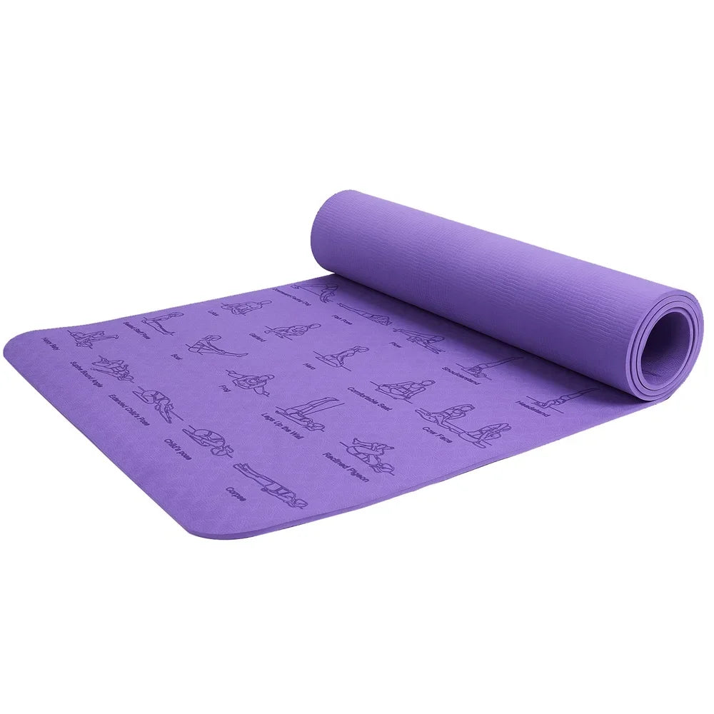 TPE Yoga Mat 183Cm*61Cm Anti-Skid Sports Fitness Mat for Exercise Yoga and Pilates Gymnastics Mat Fitness Equipment