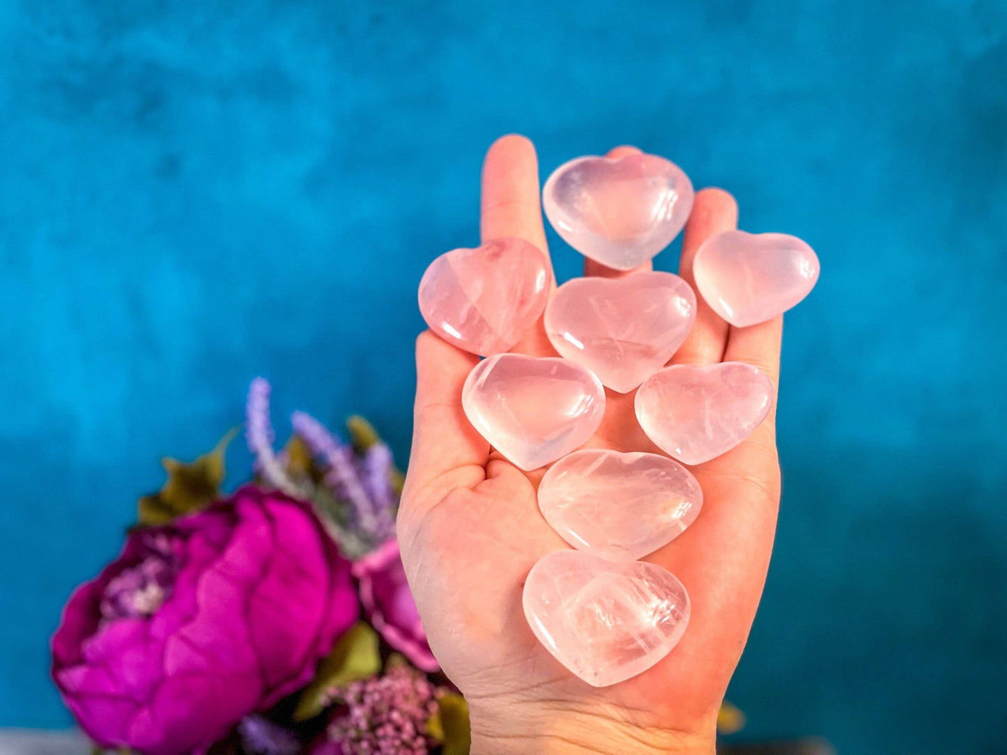 Rose Quartz Heart Crystal for Valentines Day: 2-3 cm