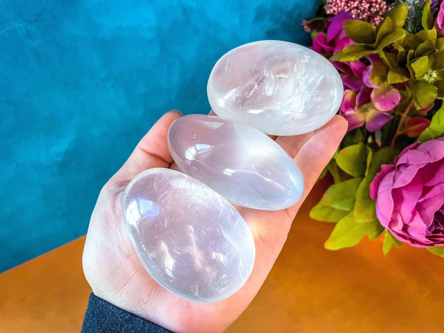 MOON QUARTZ Quartz palmstone, Girasol Quartz: 70-99g